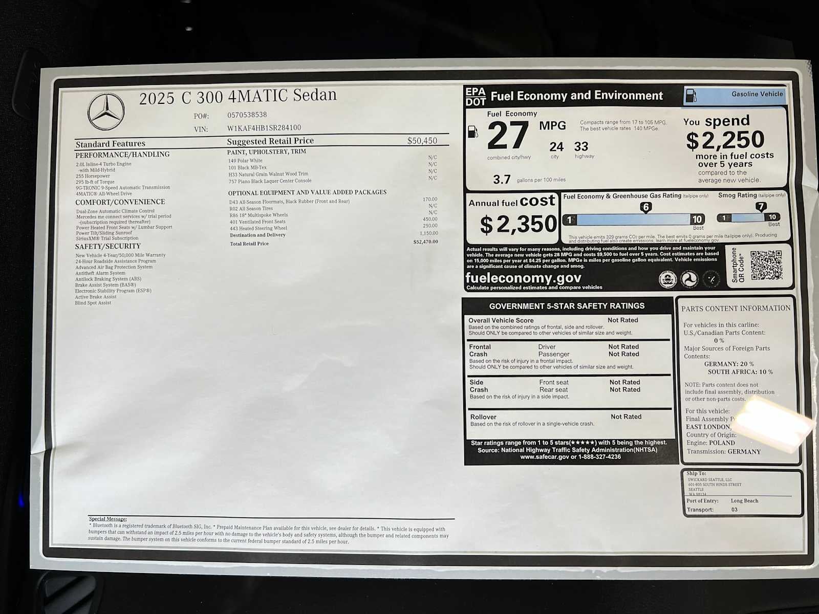 2025 Mercedes-Benz C-Class C 300
