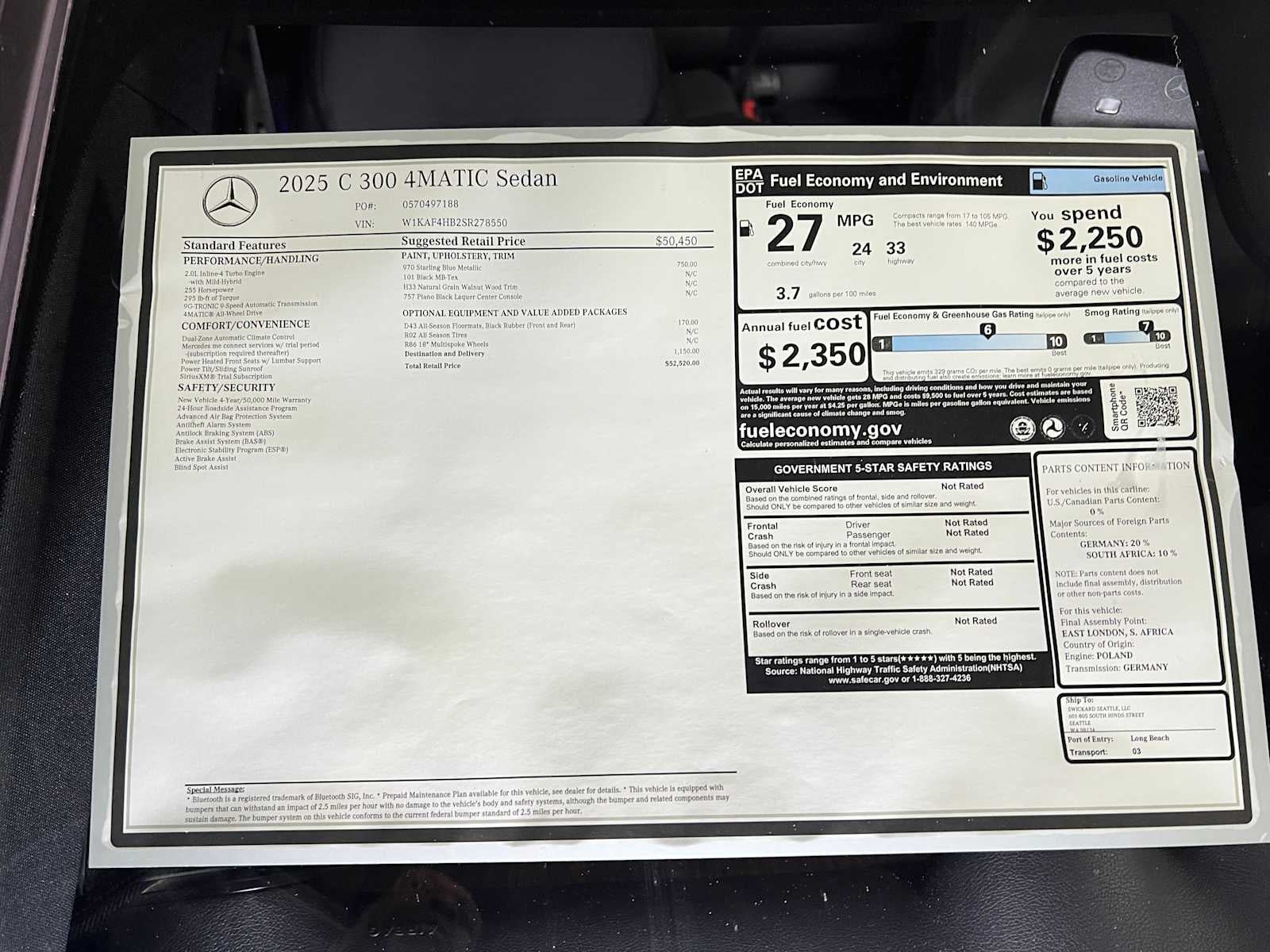 2025 Mercedes-Benz C-Class C 300