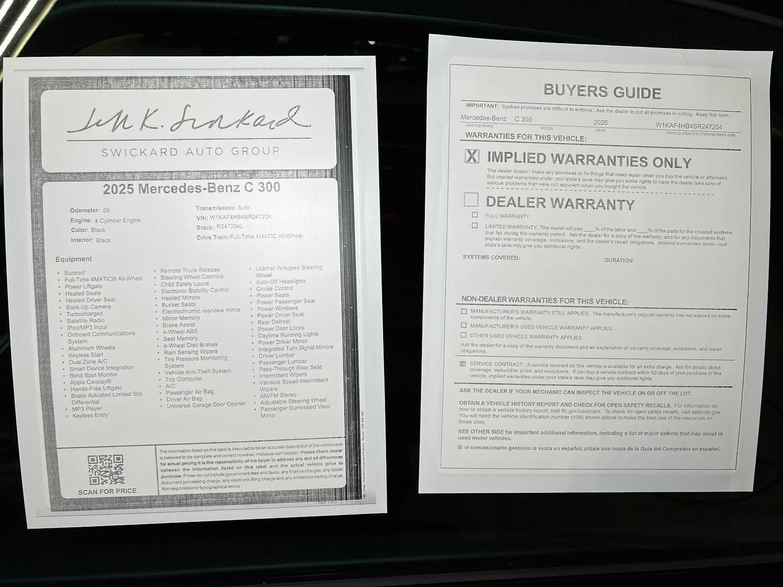 2025 Mercedes-Benz C-Class C 300