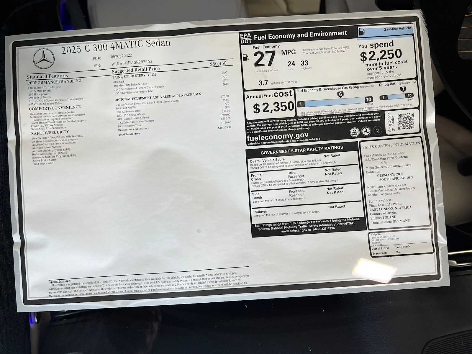 2025 Mercedes-Benz C-Class C 300