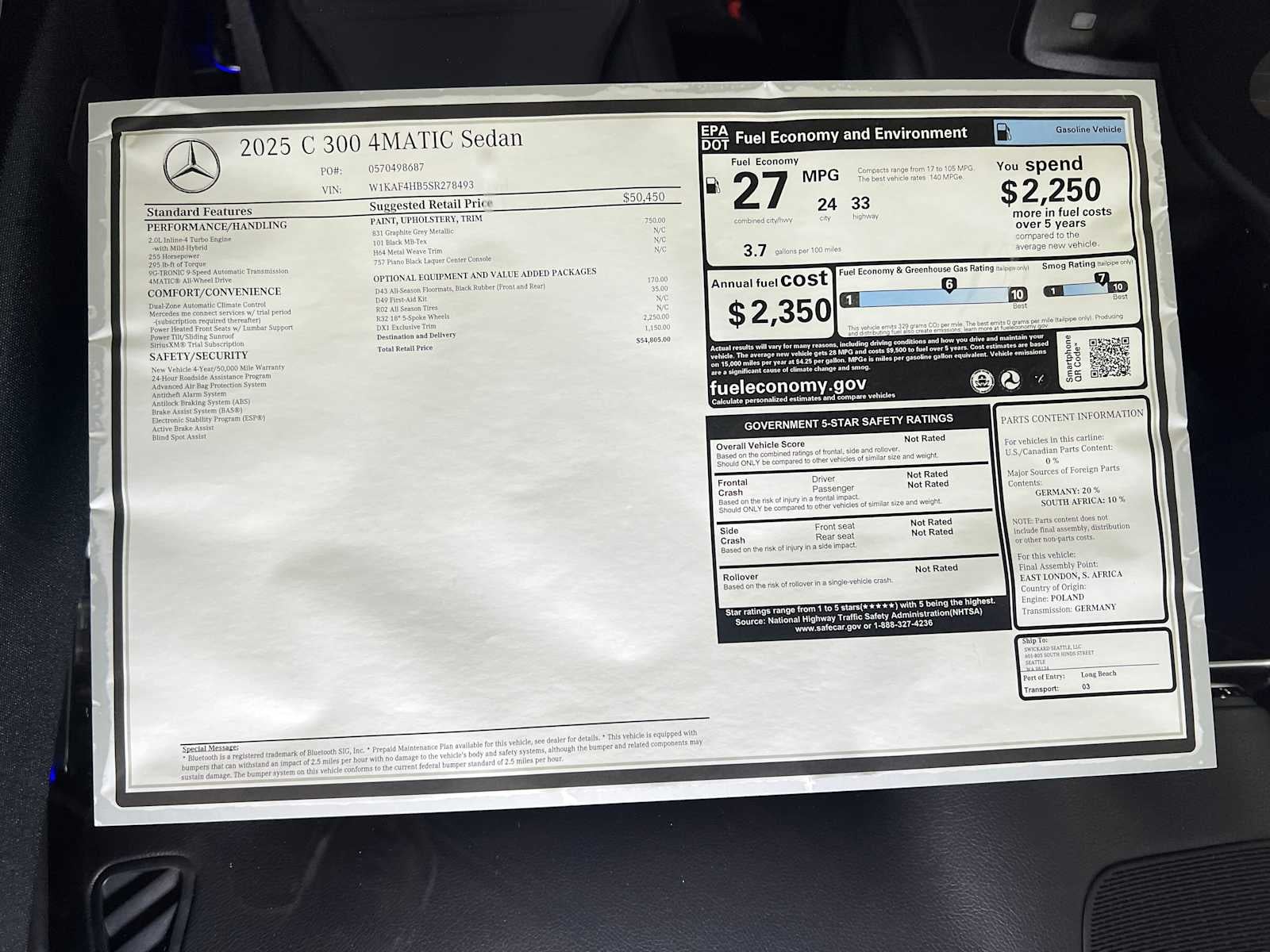 2025 Mercedes-Benz C-Class C 300