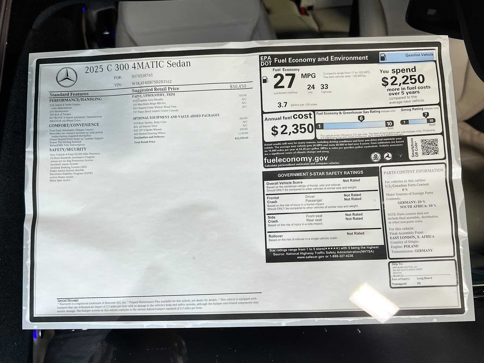 2025 Mercedes-Benz C-Class C 300