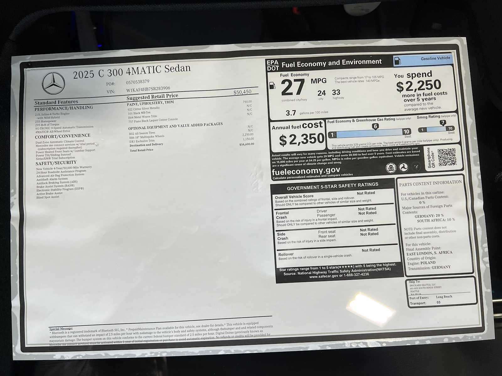 2025 Mercedes-Benz C-Class C 300