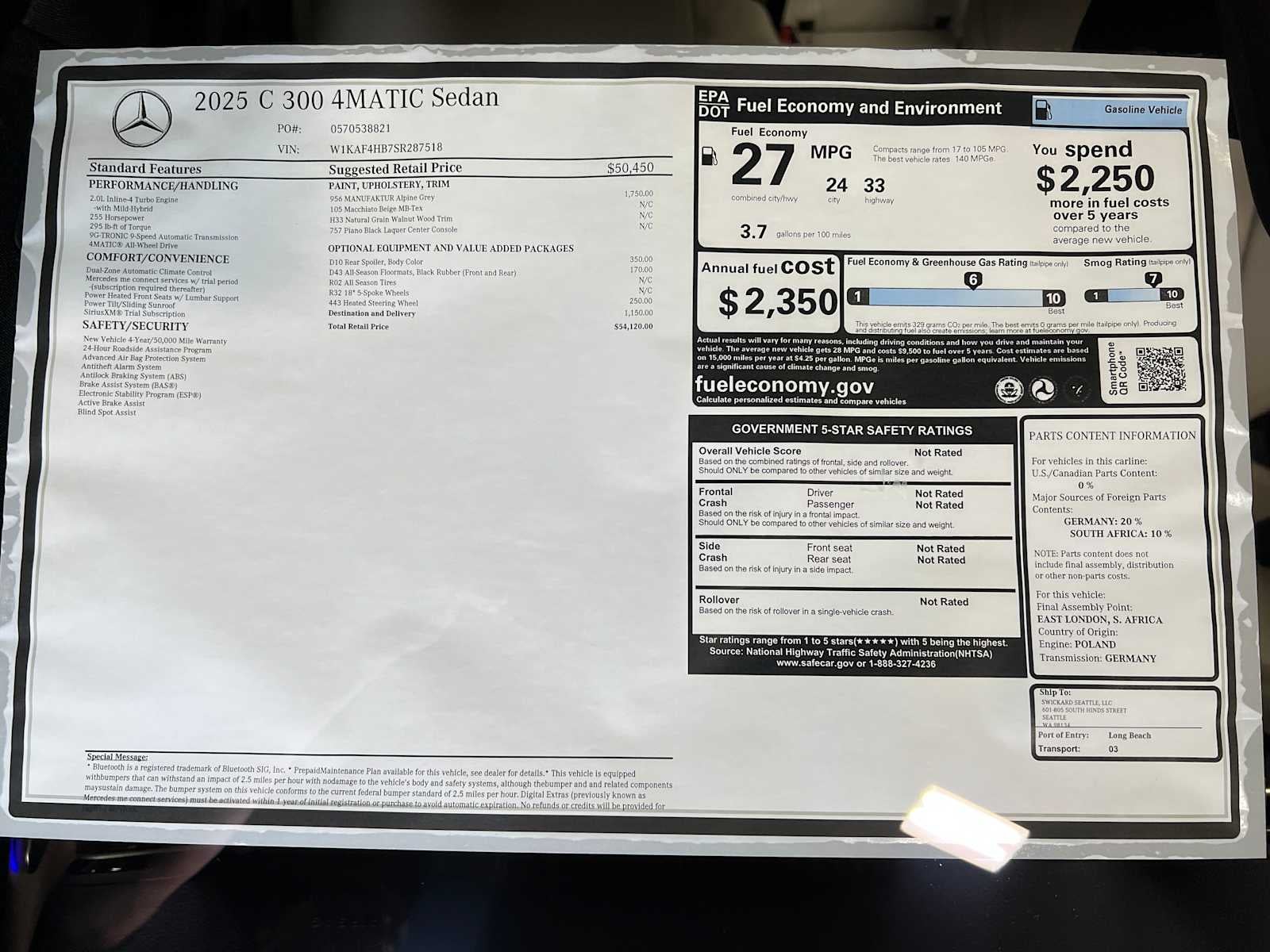 2025 Mercedes-Benz C-Class C 300