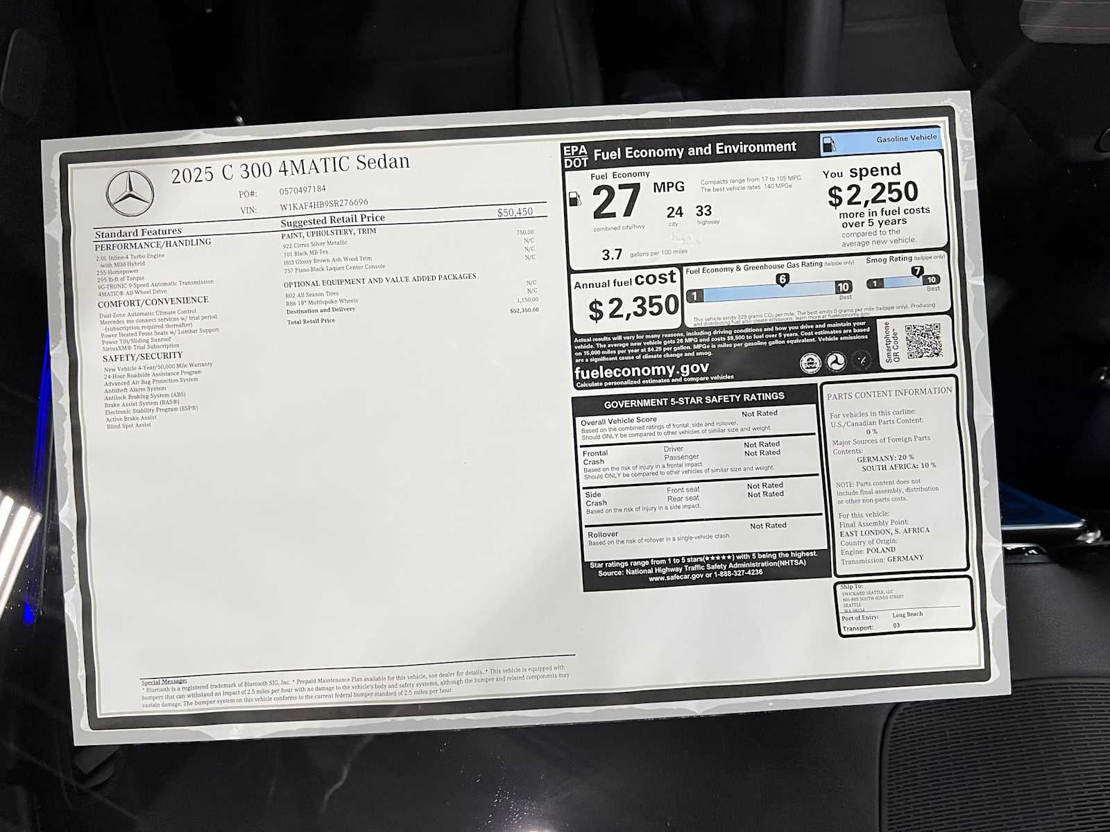 2025 Mercedes-Benz C-Class C 300