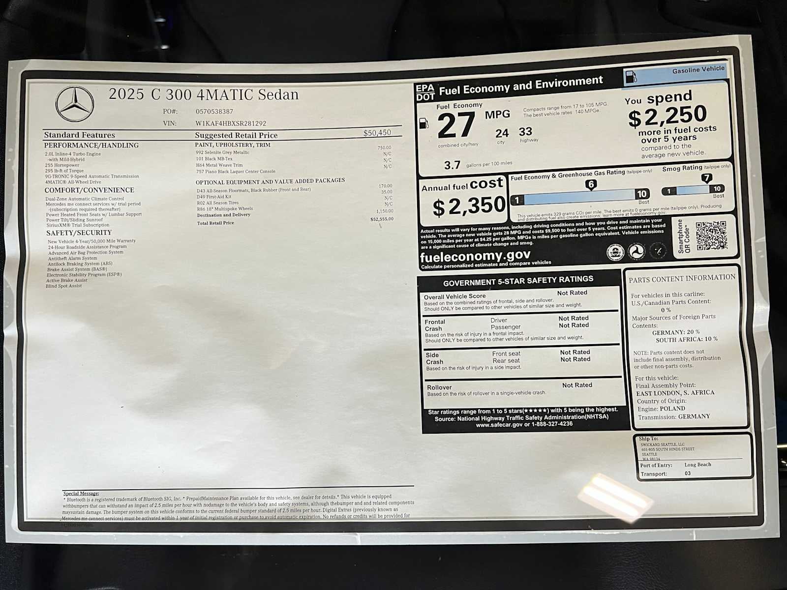 2025 Mercedes-Benz C-Class C 300