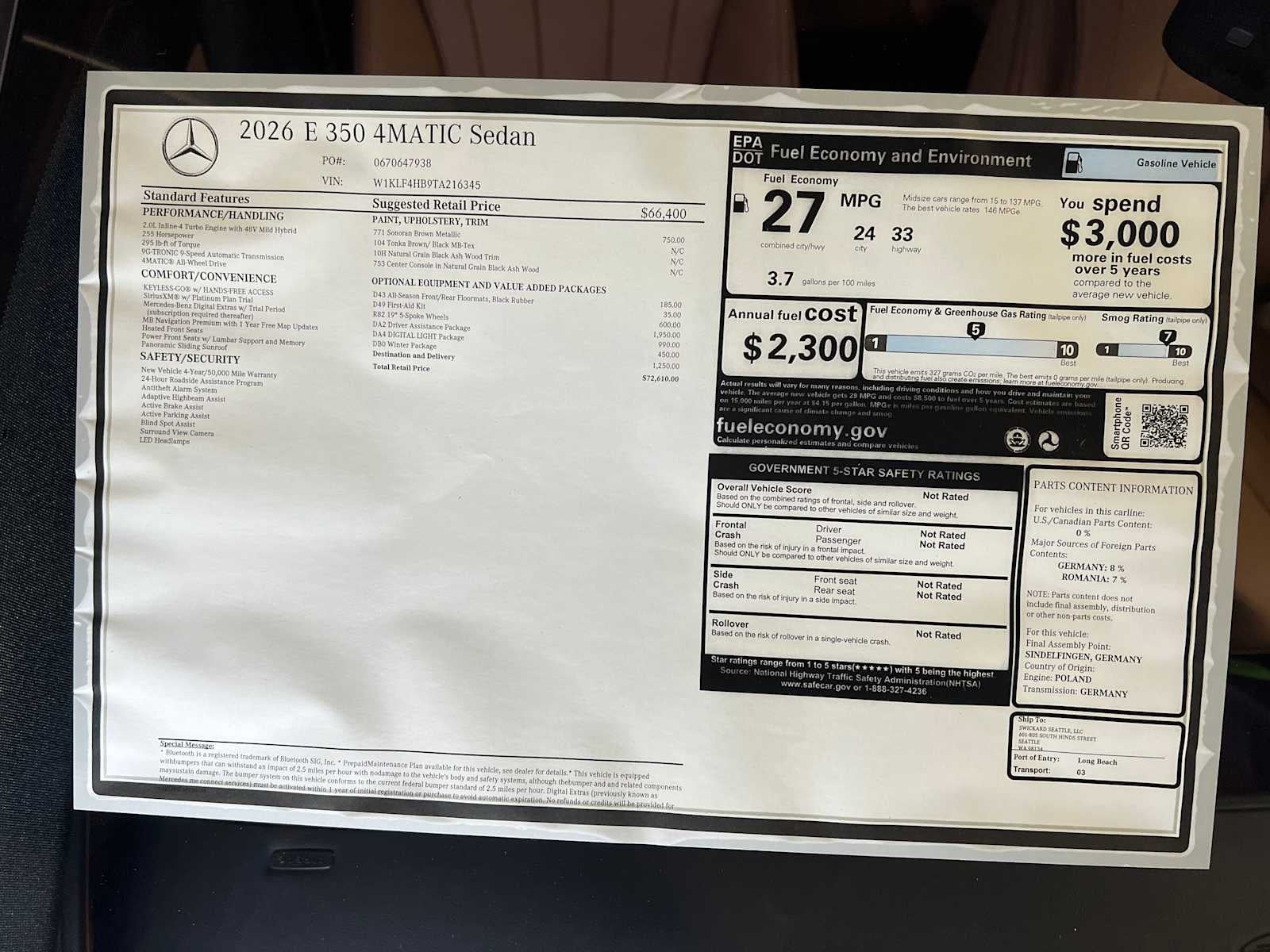 2026 Mercedes-Benz E-Class E 350