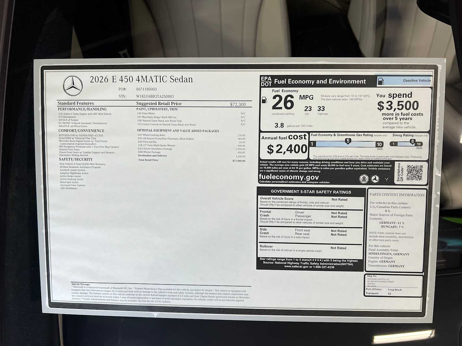 2026 Mercedes-Benz E-Class E 450