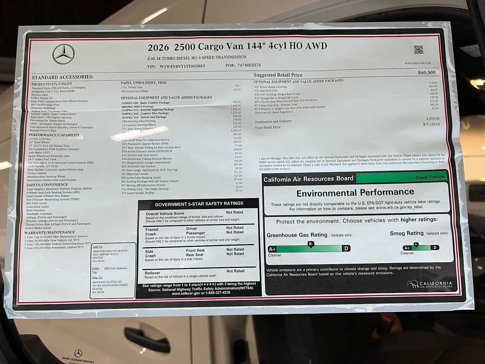 2026 Mercedes-Benz Sprinter 2500 Standard Roof I4 Diesel HO 144" AWD