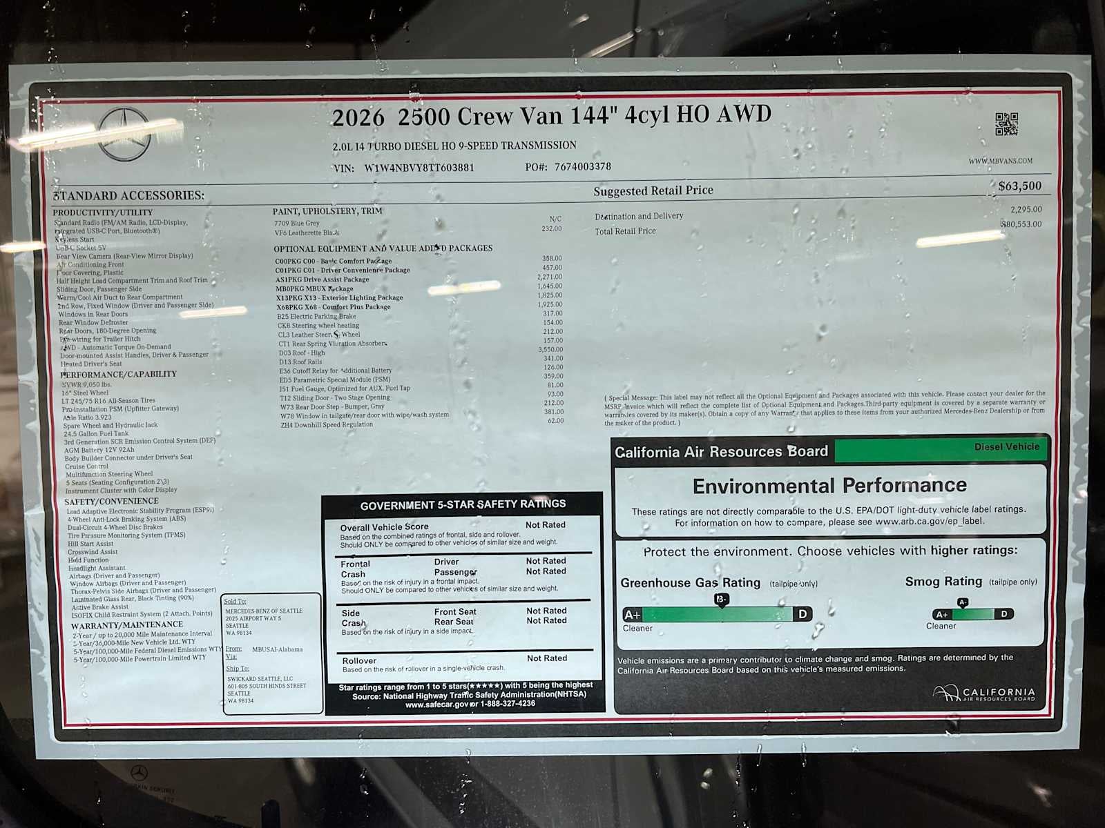 2026 Mercedes-Benz Sprinter 2500 Standard Roof I4 Diesel HO 144" AWD