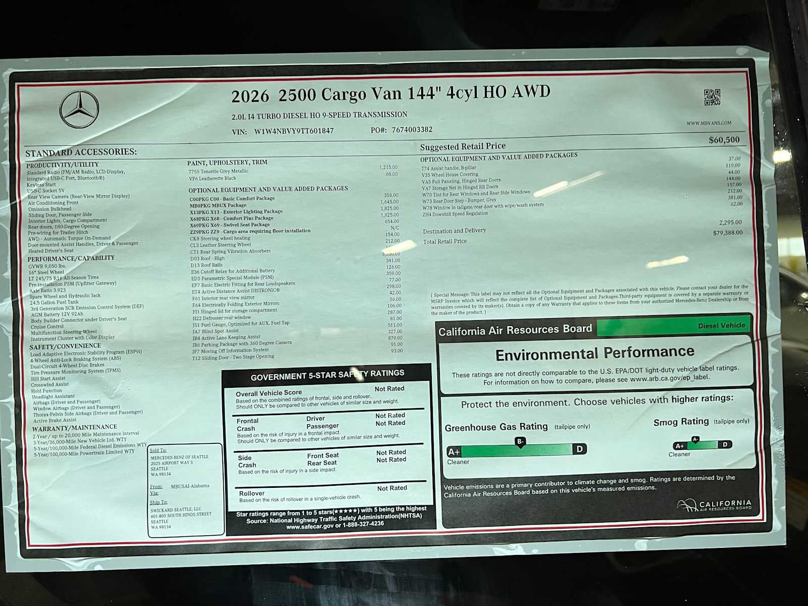 2026 Mercedes-Benz Sprinter 2500 Standard Roof I4 Diesel HO 144" AWD