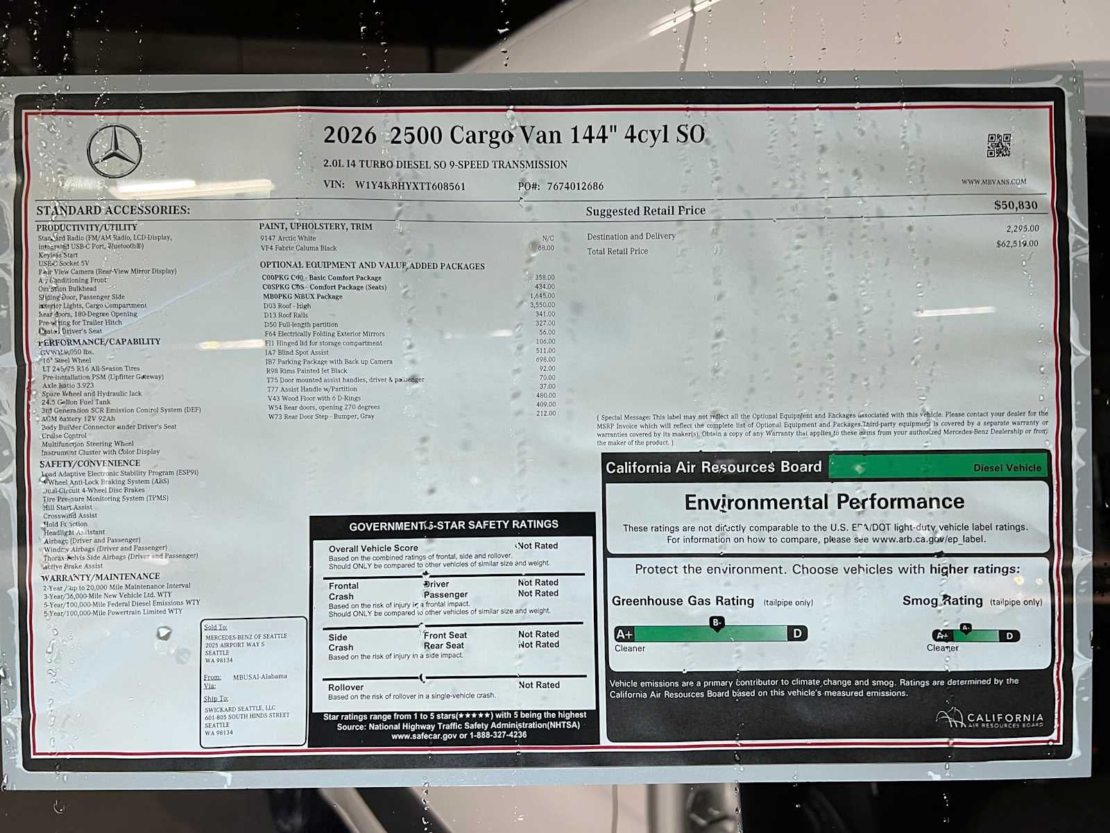 2026 Mercedes-Benz Sprinter 2500 Standard Roof I4 Diesel 144" RWD