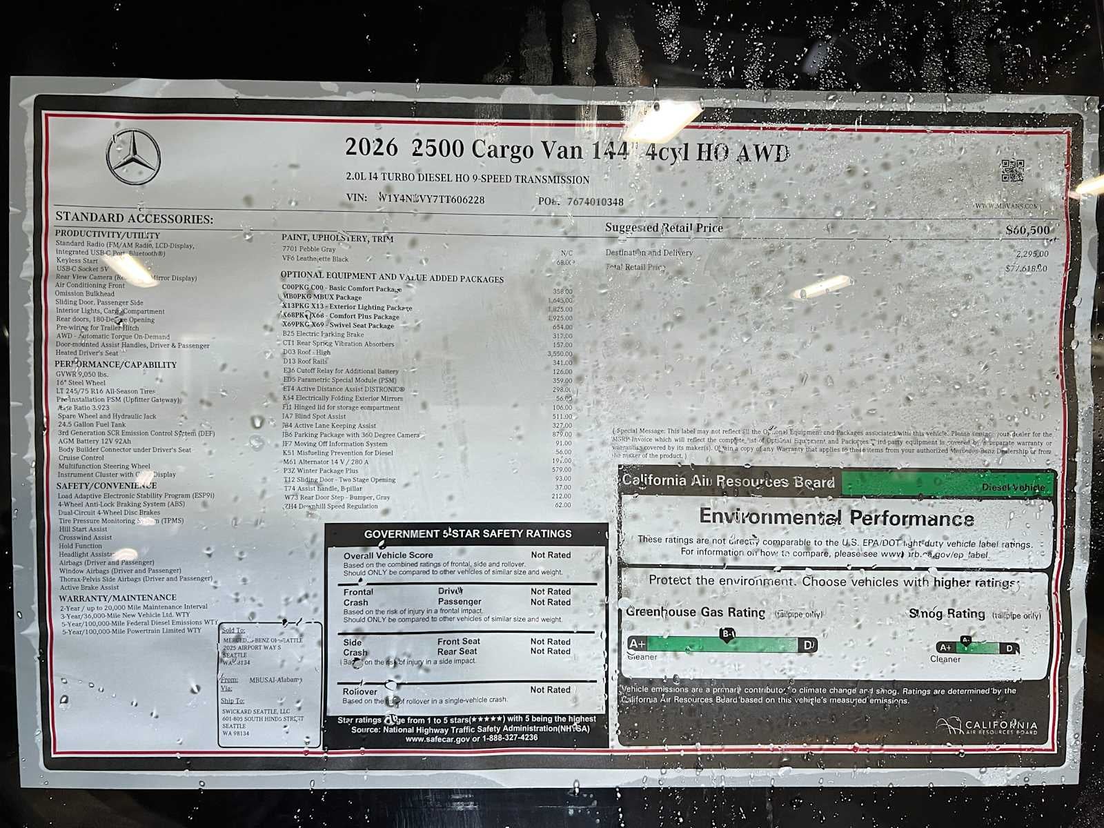 2026 Mercedes-Benz Sprinter 2500 Standard Roof I4 Diesel HO 144" AWD