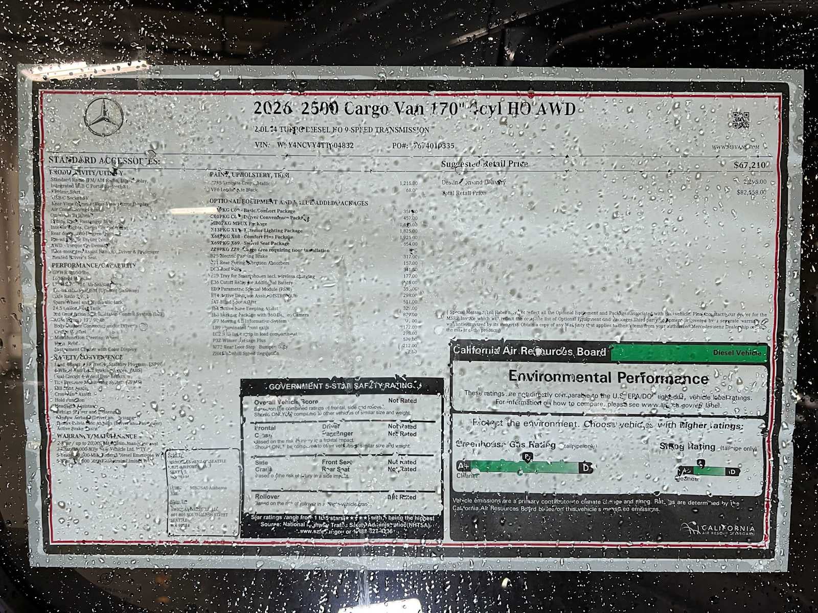 2026 Mercedes-Benz Sprinter 2500 High Roof I4 Diesel HO 170" AWD