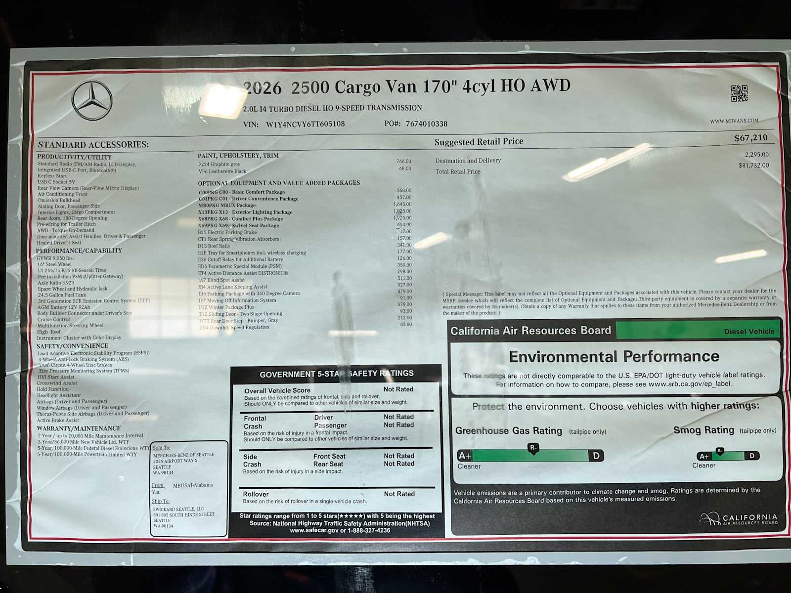 2026 Mercedes-Benz Sprinter 2500 High Roof I4 Diesel HO 170" AWD