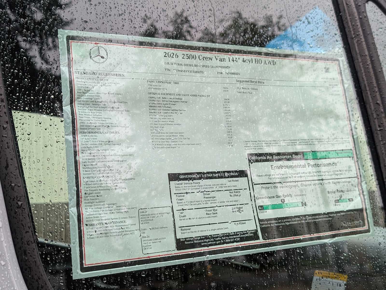 2026 Mercedes-Benz Sprinter 2500 Standard Roof I4 Diesel HO 144" AWD