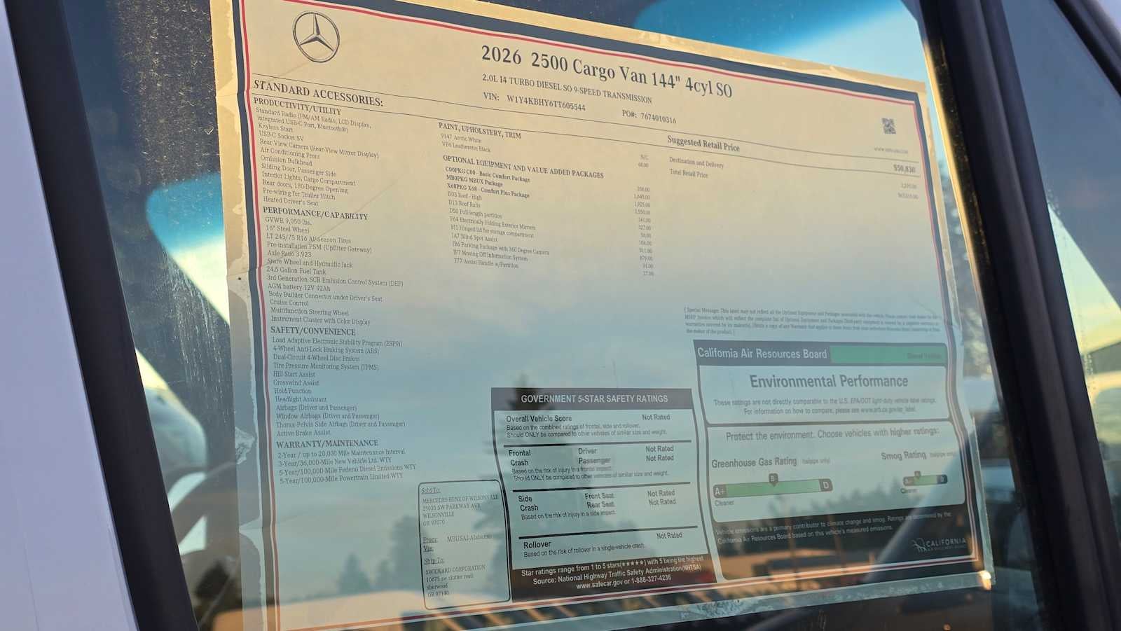 2026 Mercedes-Benz Sprinter 2500 Standard Roof I4 Diesel 144" RWD