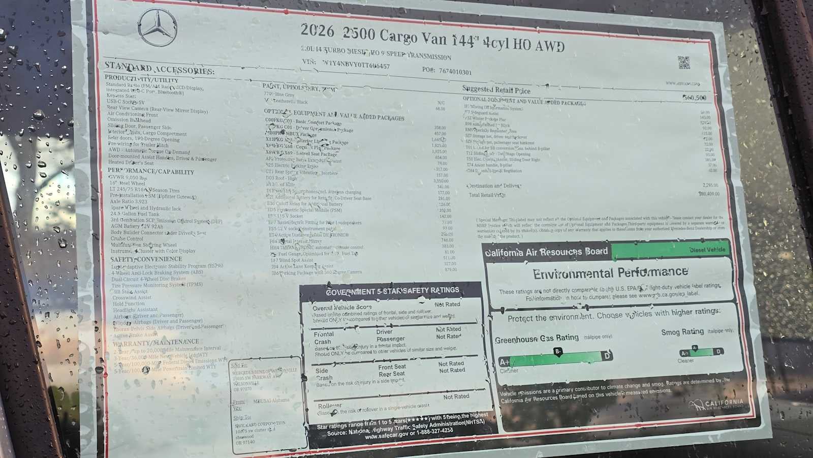 2026 Mercedes-Benz Sprinter 2500 Standard Roof I4 Diesel HO 144" AWD