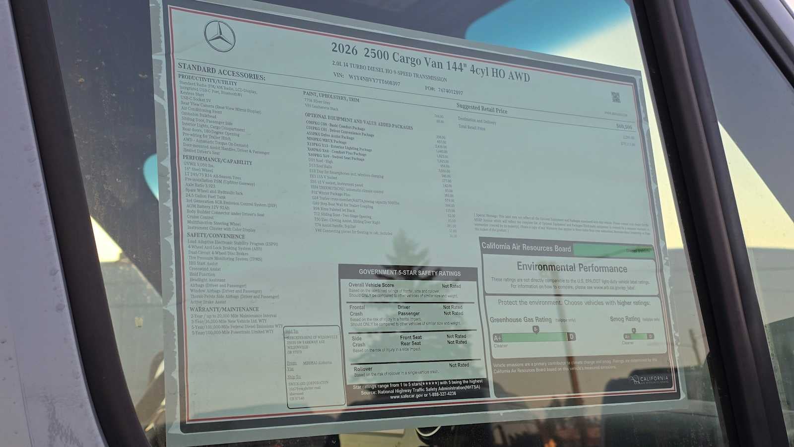 2026 Mercedes-Benz Sprinter 2500 Standard Roof I4 Diesel HO 144" AWD