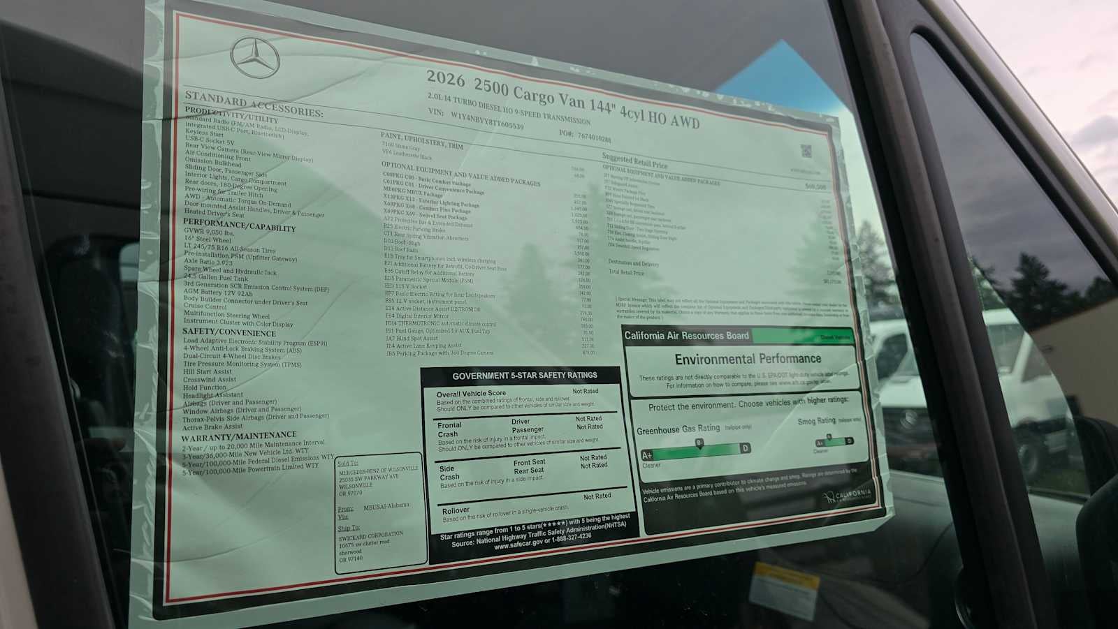 2026 Mercedes-Benz Sprinter 2500 Standard Roof I4 Diesel HO 144" AWD