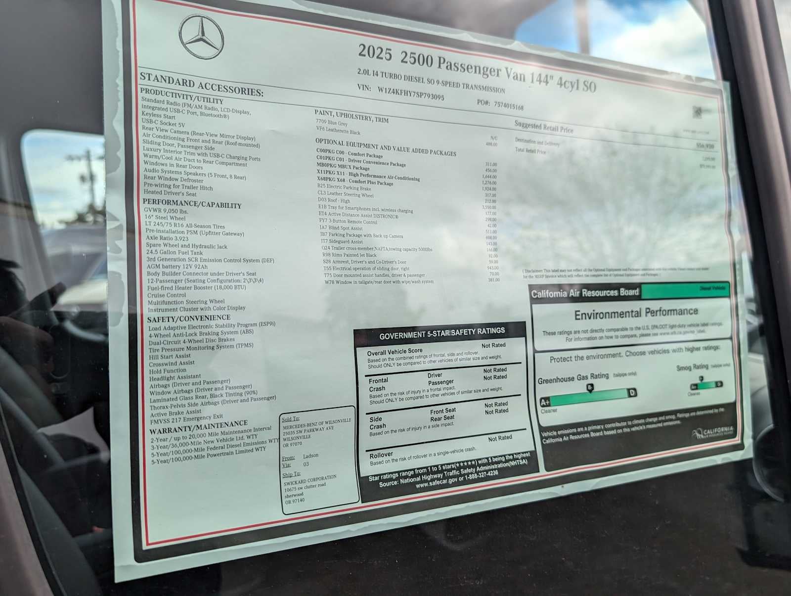 2025 Mercedes-Benz Sprinter 2500 Standard Roof I4 Diesel 144" RWD