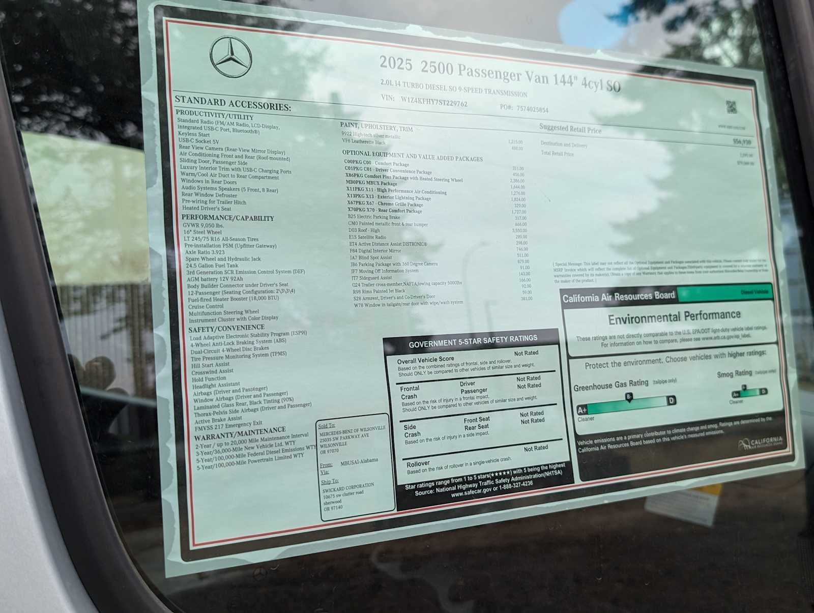 2025 Mercedes-Benz Sprinter 2500 Standard Roof I4 Diesel 144" RWD