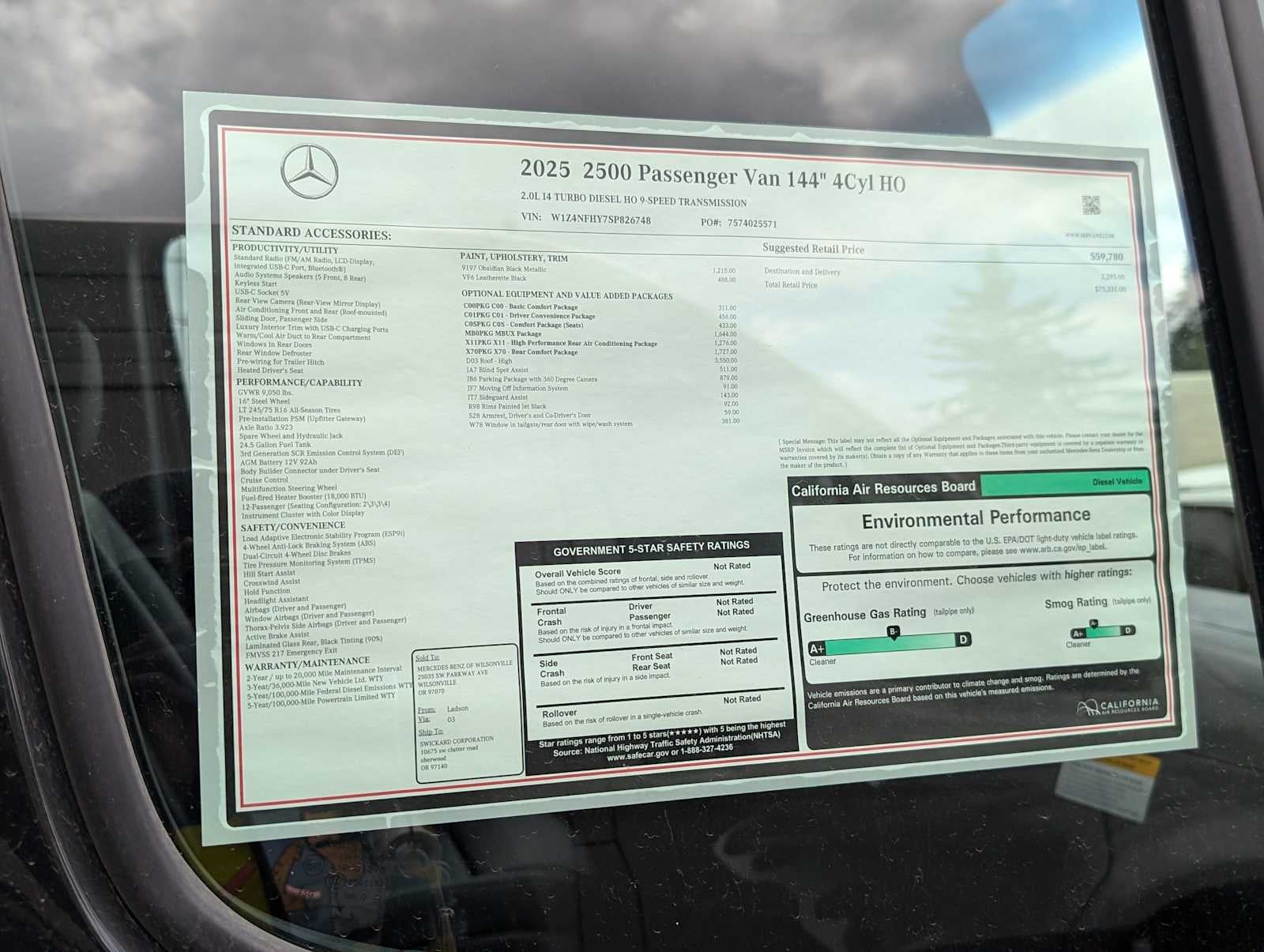 2025 Mercedes-Benz Sprinter 2500 Standard Roof I4 Diesel HO 144" RWD