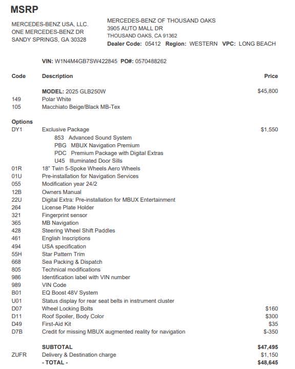 2025 Mercedes-Benz GLB GLB 250