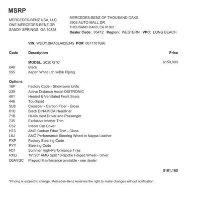 2020 Mercedes-Benz AMG® GT AMG® GT C