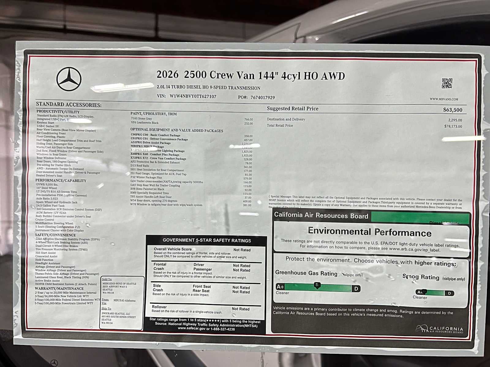 2026 Mercedes-Benz Sprinter 2500 Standard Roof I4 Diesel HO 144 AWD