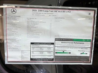 2026 Mercedes-Benz Sprinter Cargo 2500 Standard Roof I4 Diesel HO 144 AWD