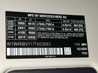 2026 Mercedes-Benz Sprinter 2500 Standard Roof I4 Diesel HO 144 AWD