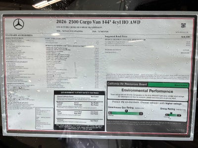2026 Mercedes-Benz Sprinter Cargo 2500 Standard Roof I4 Diesel HO 144 AWD
