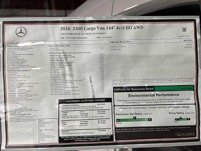 2026 Mercedes-Benz Sprinter 2500 Standard Roof I4 Diesel HO 144 AWD