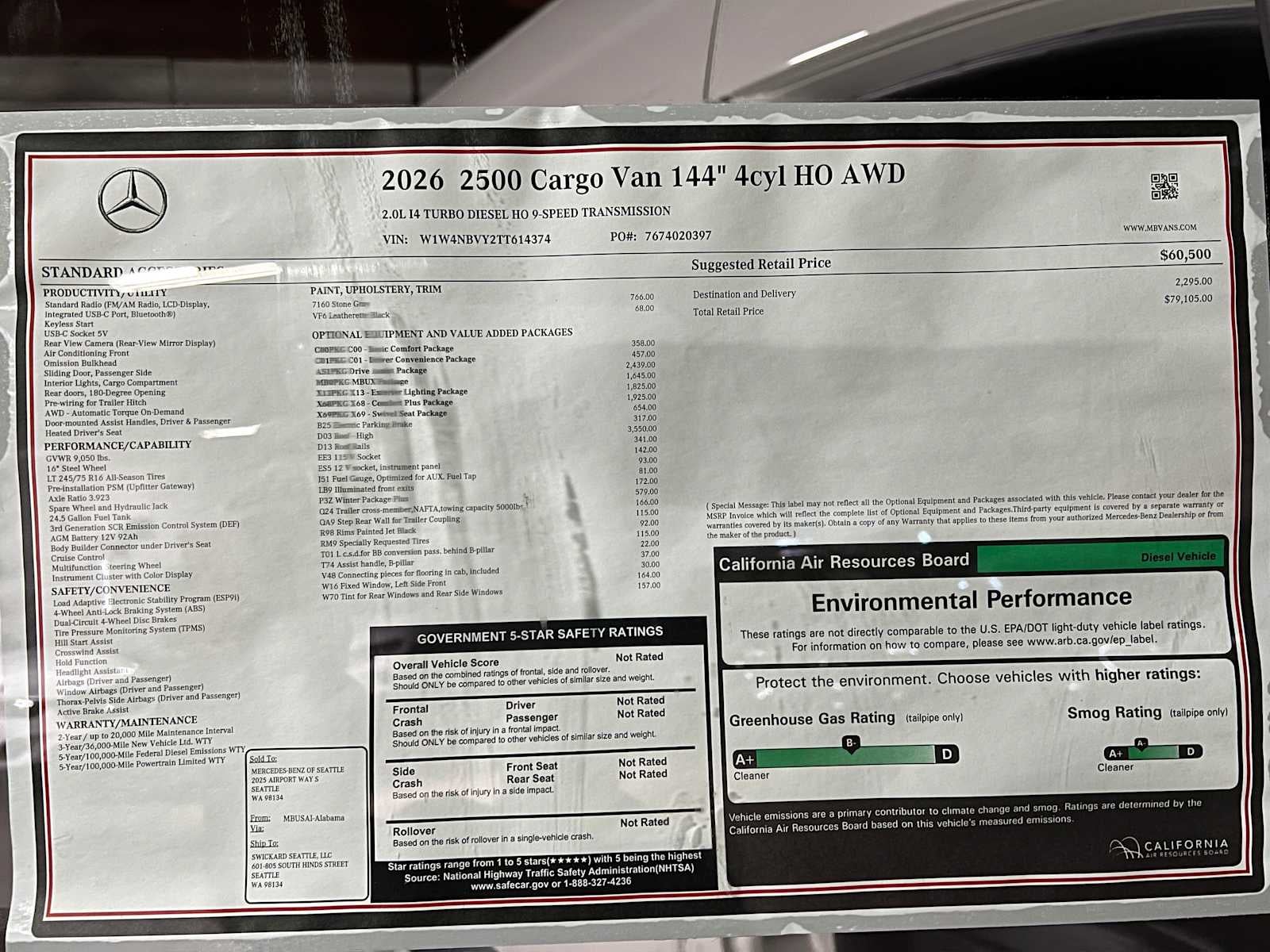 2026 Mercedes-Benz Sprinter 2500 Standard Roof I4 Diesel HO 144 AWD