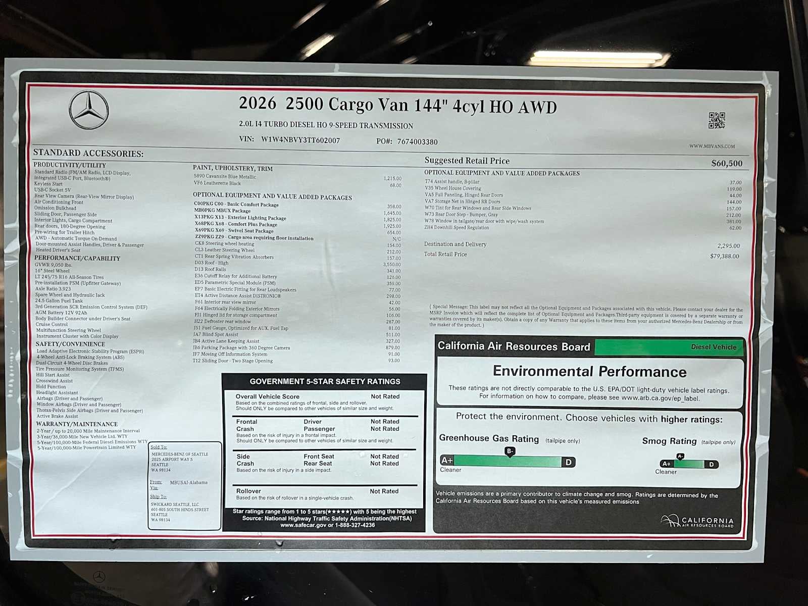 2026 Mercedes-Benz Sprinter 2500 Standard Roof I4 Diesel HO 144" AWD