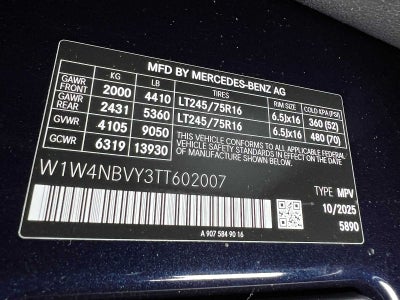 2026 Mercedes-Benz Sprinter Cargo 2500 Standard Roof I4 Diesel HO 144 AWD