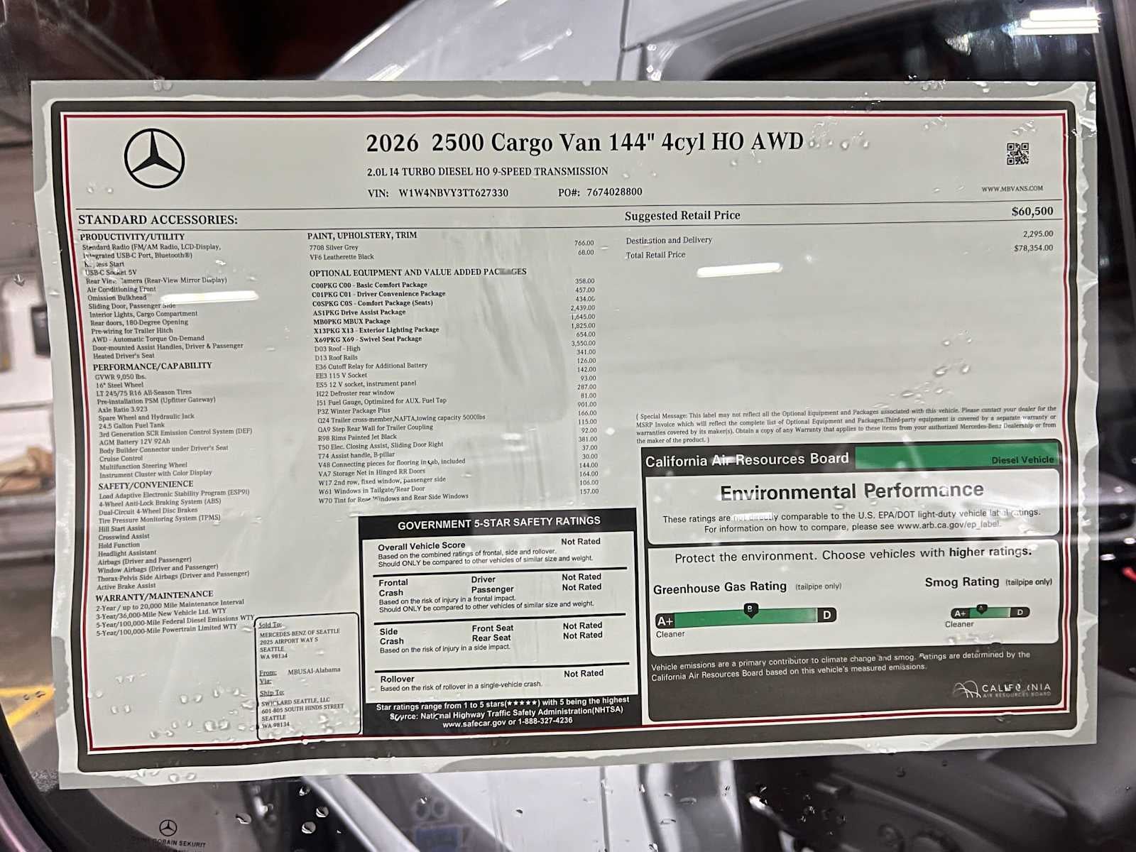 2026 Mercedes-Benz Sprinter 2500 Standard Roof I4 Diesel HO 144 AWD