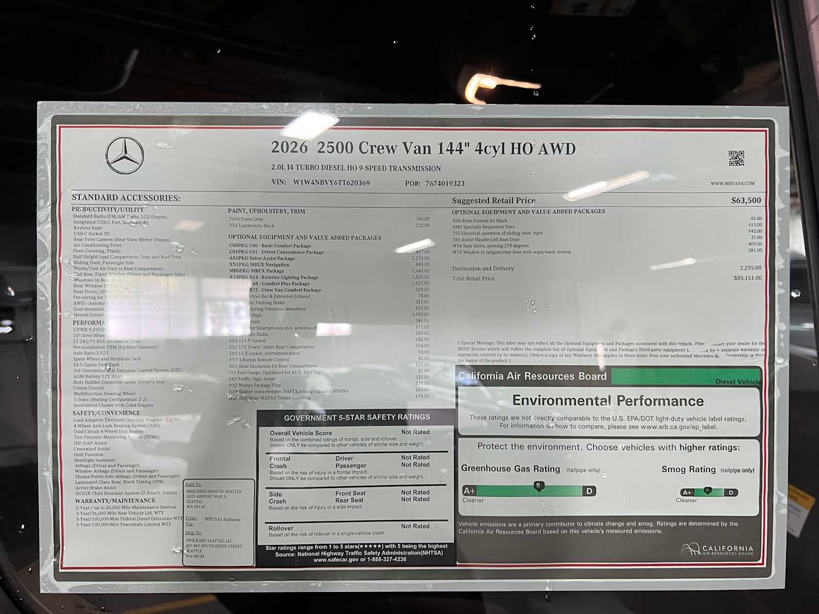 2026 Mercedes-Benz Sprinter 2500 Standard Roof I4 Diesel HO 144 AWD