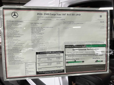 2026 Mercedes-Benz Sprinter Cargo 2500 Standard Roof I4 Diesel HO 144 AWD