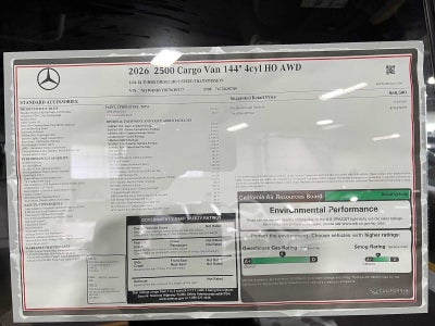 2026 Mercedes-Benz Sprinter Cargo 2500 Standard Roof I4 Diesel HO 144 AWD