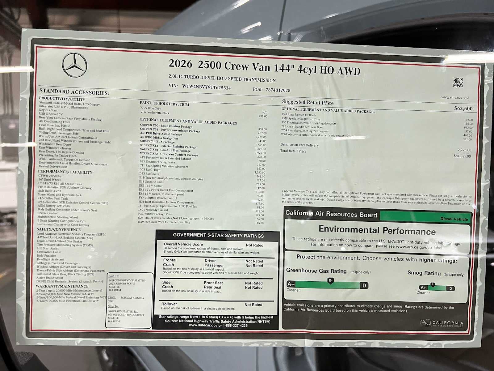 2026 Mercedes-Benz Sprinter 2500 Standard Roof I4 Diesel HO 144 AWD