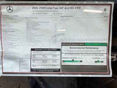 2026 Mercedes-Benz Sprinter Cargo 2500 Standard Roof I4 Diesel HO 144 AWD