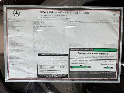 2026 Mercedes-Benz Sprinter Cargo 2500 Standard Roof I4 Diesel HO 144 AWD