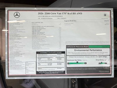 2026 Mercedes-Benz Sprinter Crew 2500 High Roof I4 Diesel HO 170 AWD