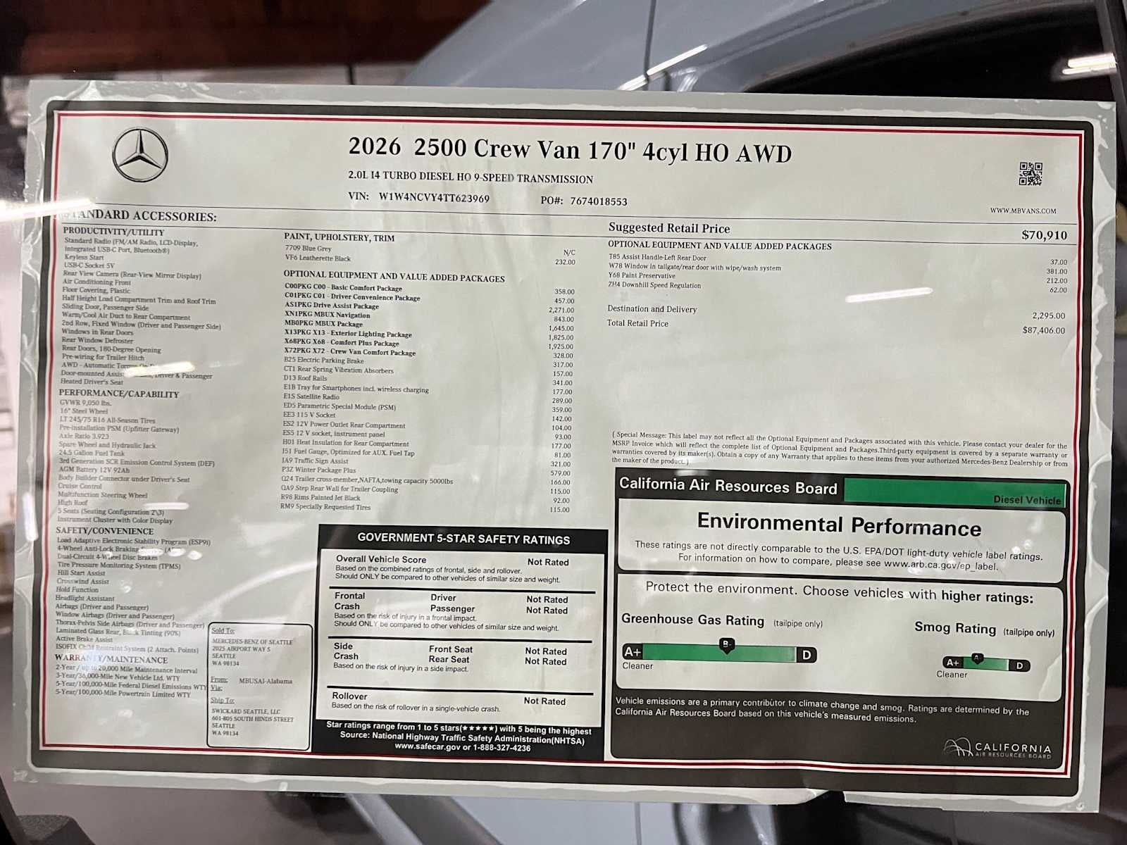 2026 Mercedes-Benz Sprinter 2500 High Roof I4 Diesel HO 170 AWD