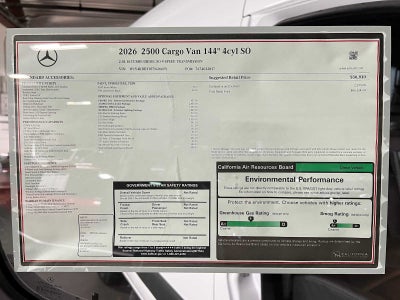 2026 Mercedes-Benz Sprinter Cargo 2500 Standard Roof I4 Diesel 144 RWD
