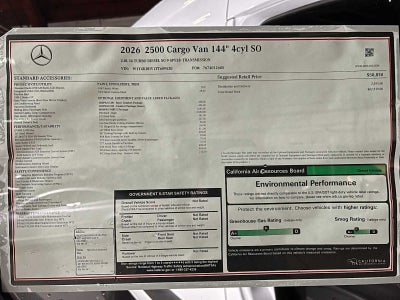 2026 Mercedes-Benz Sprinter 2500 Standard Roof I4 Diesel 144 RWD