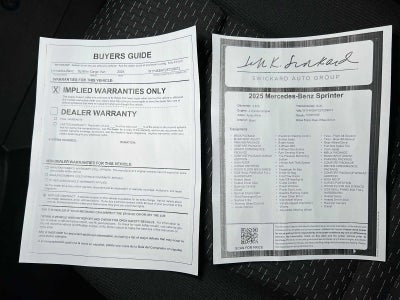 2025 Mercedes-Benz Sprinter Cargo Van 2500 Standard Roof I4 Diesel 144" RWD