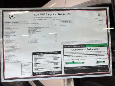 2026 Mercedes-Benz Sprinter Cargo 2500 Standard Roof I4 Diesel 144 RWD